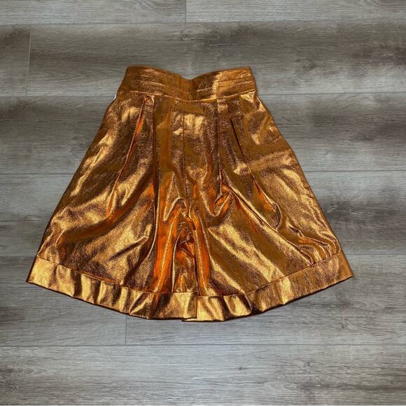 KIMBERLY GOLDSON Women’s Lizzie Pleated Metallic Shorts Copper Sz 4 - Picture 5 of 7